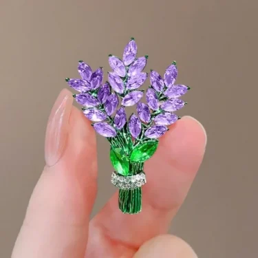 Exquisite Purple Lavender Brooch Women's Brooches Crystal Rhinestone Bouquet Pins Clothing Coat Luxury Jewelry Girl Gift 4