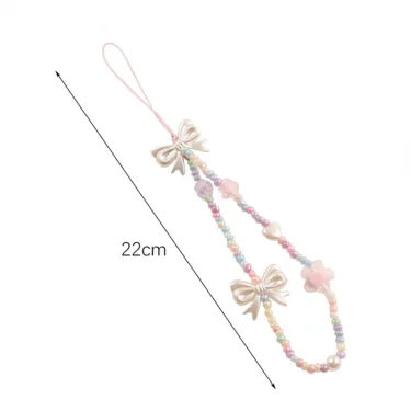 Creative Crystal Bowknot Pearl Beaded Mobile Phone Straps for Women Phone Case Key Chain Bag Pendant Decoration Accessories 6