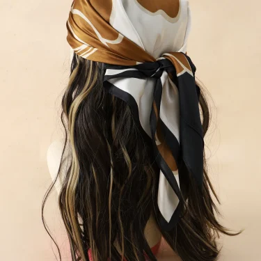 Luxury Brand 2025 Silk Square Scarf Women Cat Neck Hair Tie Band Beach Hijab Kerchief Head Headbands Bandana Female Foulard 70cm 2