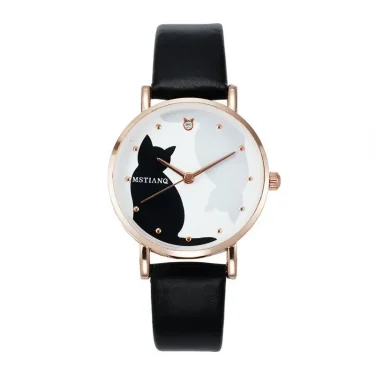 Cute Cartoon Cat Women Watch Students Korean Style Simple Belt Quartz Women Watch Leather Strap No Bracelet or Box Relogio Mujer 1