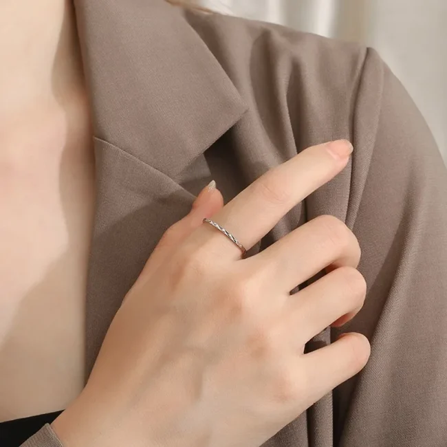 1mm Thin Stackable Ring Stainless Steel Faceted Knuckle Midi Ring for Women Girl Size 3-10 4