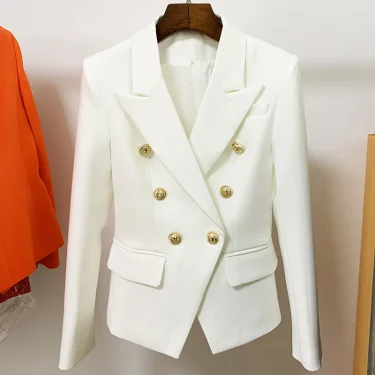 TOP QUALITY New Fashion 2025 Designer Jacket Women's Classic Double Breasted Metal Lion Buttons Blazer Outer Size S-5XL 4