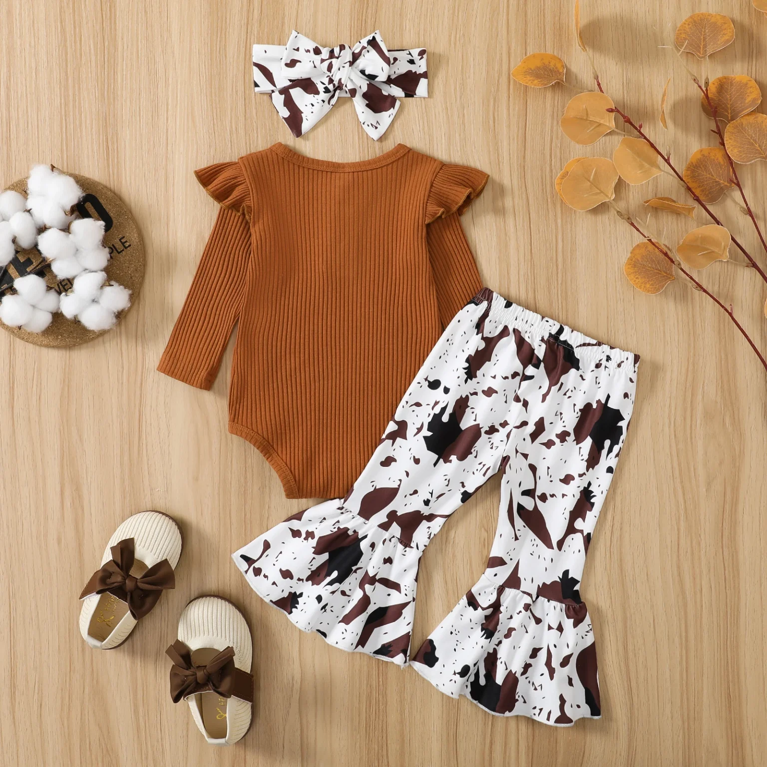 Ma&Baby 0-12M Newborn Infant Baby Girl Clothes Set Knit Long Sleeve Romper Flare Pants Fall Spring Clothing Outfits D01 4