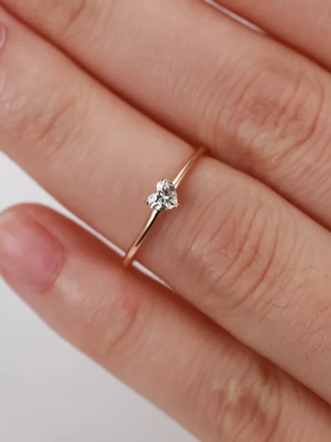Women's Love Heart Zircon Stainless Steel Designer Jewelry Rings for Women Luxury Cute Romantic Accessories Christmas Gift 5