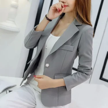 Women Korea Blazer 2025 Formal Slim Black Blazers Office Lady Work Suit Pockets Jackets Coat Female Casual Short Blazer Femme 2