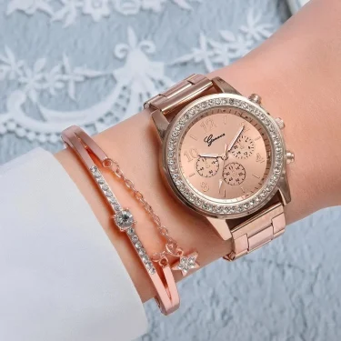 Ladies Quartz Wrist Watches Fashion Wristwatch Dress Watch Women Crystal Diamond Watches Gold Clock Women Montre Femme New 4