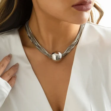 Punk Style Gold Color Metal Multilayer Box Chain Clavicle Necklace Ladies Hip Hop Round Necklaces Men Fashion Girls Jewelry 2
