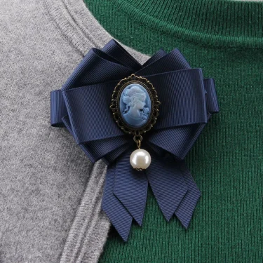 Women New Retro High-end Corsage Accessories Fabric Ribbon Clothing Accessories Bow Brooch Ppin H1285 1