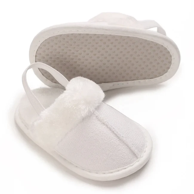 0-1 Years Old Winter Baby Slippers Fluffy Baby Boy Girl Sandals Cute Plush Soft Non-slip Sole Toddler First Toddler Baby Shoes 3