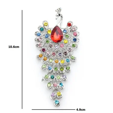 Wuli&baby Big Rhinestone Peacock Bird Brooches Women Beauty 3-color Bird Animal Weddings Party Office Brooch Pins Gifts 5