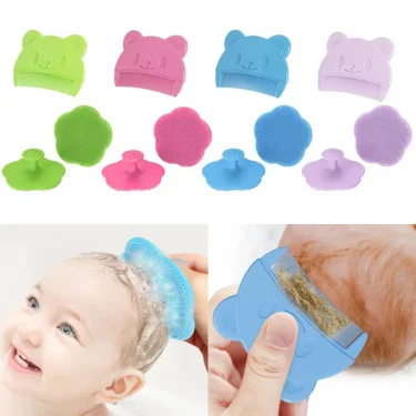 2pcs Baby Care Accessories Fetal Head Fat Comb Infant Bathing Soft Comb Newborn Hair Cleaning Supplies Infant Comb Head Massager 1