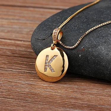 Nidin Top Quality Women Girls Initial Letter Necklace 26 A-Z Charm Neck Pendants Copper CZ Jewelry Personal Gifts Wholesale 1