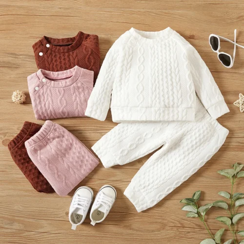 7 Colors Newborn Baby Girl Boy Clothes Set Solid Color Long Sleeves Top+Pants 2PCS Outfits Leisure Sport Autumn&Winter Costume 1