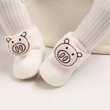 Winter baby shoes 0-18M thick and plush warm cotton shoes for boys and girl cute soft and non slip walking shoes 6