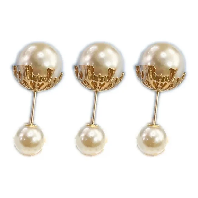 New 3Pcs/Set Double Pearl Brooch Pins Anti-Fade Brooches For Women Sweater Cardigan Clip Coat Retractable Button Dress Jeans Fit 4