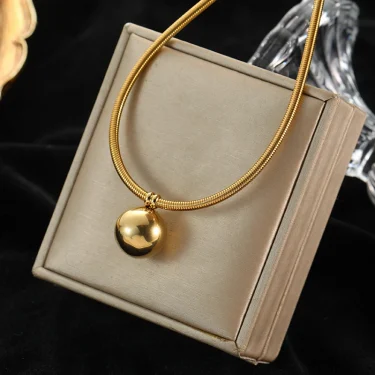 EILIECK 316L Stainless Steel Gold Color Hollow Ball Beads Pendant Necklace For Women Non-fading Choker Jewelry Girls Gifts Party 3