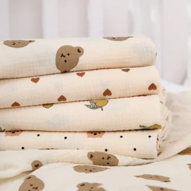 Cotton Muslin Cute Cartoon Printing Baby Swaddle Blanket Soft Breathable Newborn Baby Receiving Blanket For Infant Boys Girls 4