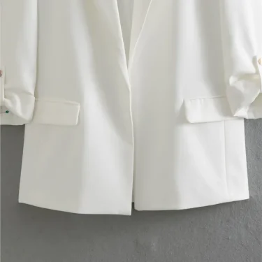 TRAF GAL Spring Summer Woman Fashion 10-color Rolled Up Sleeve Suit Jacket Casual Slim Double Pockets Fashion Blazers Y2K 5