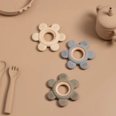1PC Baby Silicone Teether Toy BPA Free Infant Wooden Ring Health Care Teething Chewing Toys Newborn Gifts For Baby Accessories 5