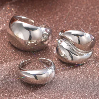 Fashion Gold Color Smooth Geometric Open Rings Set For Women Exaggerated Metal Irregular Thick Chunky Ring Trendy Jewelry Gifts 6