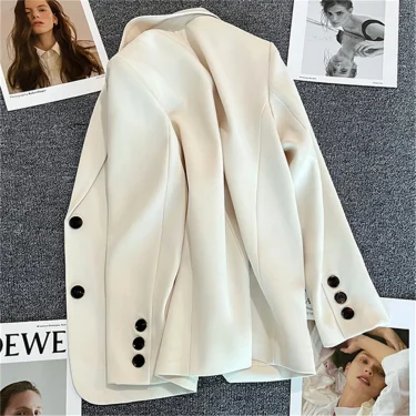 2024 Women Jacket New in Korean Fashion Small Suit Top Brown Suit Coat Clothes Loose Straight Temperament Slim Blazer for Women 3