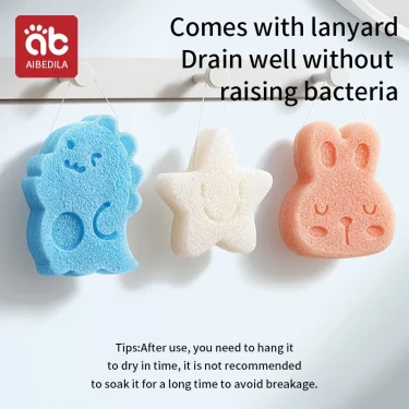 AIBEDILA Baby Duck Shape Bath Sponge Infant Shower Environmental friendly Cotton Scrub Body Bath Brushes Spa Sponge Cleaning 6