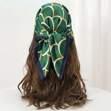 Luxury Print Satin Silk Square Scarf for Women Shawl Hijab Neckerchief Female Hair Ribbon Headband Fashion Wrap Bandana 2025 New 2