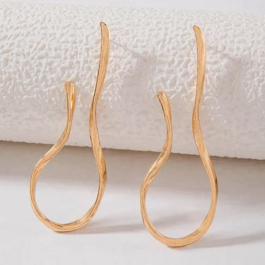 Exaggerated Irregular Lines Big Dangle Earrings for Women Minimalist Asymmetric Twisted Personalized Accessories Fashion Jewelry 3
