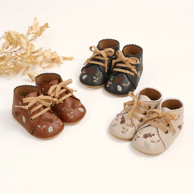 Baby Booties Newborn Infant Unisex Baby Girls Boys Velvet Rubber Anit-Slip Sole Shoes Toddler Fleece Cozy Winter Warm Prewalker 2