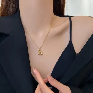 Silver Color Cute Animal Balloon Dog Necklaces Creative Pendant Clavicle Chain Necklace Ladies Girl Jewelry 5