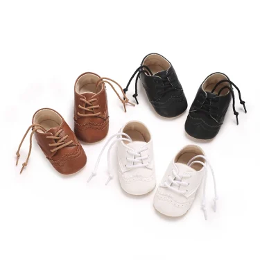 Tie one's shoes Newborn Baptist Shoes New Leather Gentleman Shoes Anti-slip Soft Bottom Indoor Baby Boys and Girls Casual Shoes 1