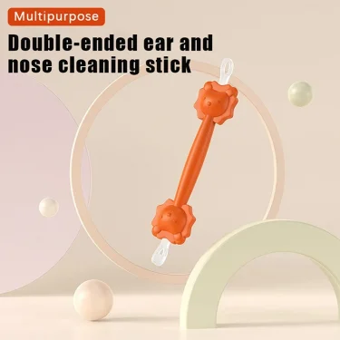 1pcs Baby Cleaner Spoon Double Headed Multifunctional Soft Wax Curette Picker Ear Nose Cleaning Stick Silicone Clean Tweezers 2