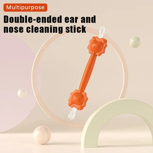1pcs Baby Cleaner Spoon Double Headed Multifunctional Soft Wax Curette Picker Ear Nose Cleaning Stick Silicone Clean Tweezers 2