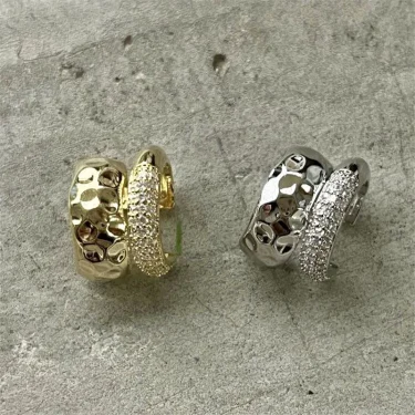 KOTiK New Trending Zircon Double-layer Ear Cuff No Piercing Earring Punk Unique Metal Geometric Ear Clip for Women Y2K Jewelry 6