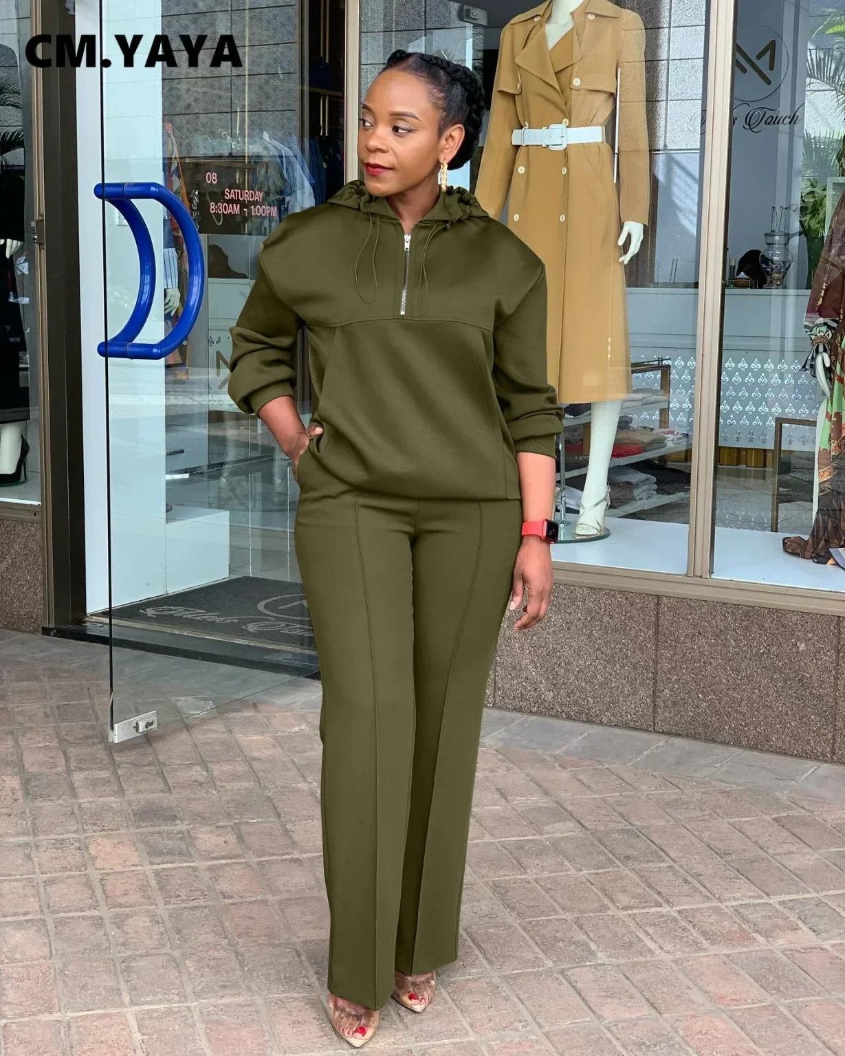 CM.YAYA Long Sleeve Women Set Loose Long Sleeve Hoodies Pant Suits 2024 Spring 2 Two Piece Sets Sporty Tracksuits Street Outfits 4