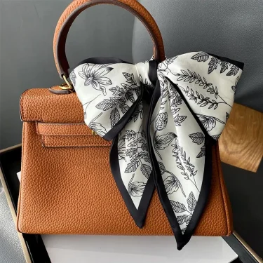 Fashion Print Hair Ribbon Scarf Women Neck Tie Bag Scarfs Satin Silk Skinny Headscarves Ladies Foulard Floral Bands 2025 4