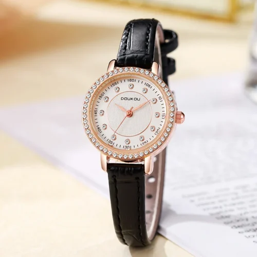 Luxury Quartz Wristwatch Female Ladies Diamond Luxury Leather Belt Watch Fashionable Simple Style Quartz Wristwatch Reloj Mujer 1