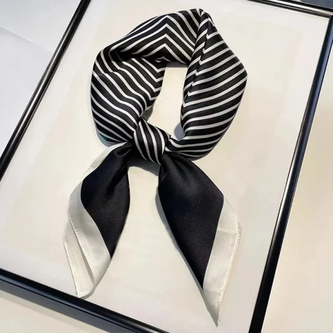 Floral Print Silk Square Scarf Women Soft Satin Kerchief Hairband Neckerchief Head Hijab Lady Headband Foulard Bag Ribbon 6