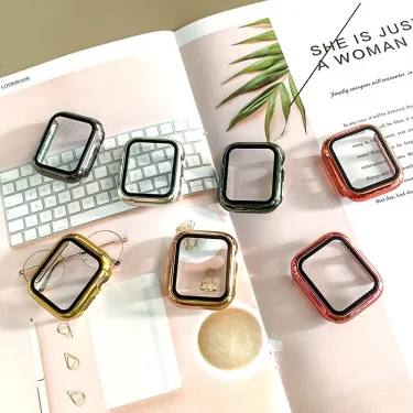 Glass+cover For Apple Watch Case 44mm 40mm 42mm 38mm Bumper Screen Protector for iWatch Serie 8 7 6 5 4 3 se 41/45mm Accessories 6