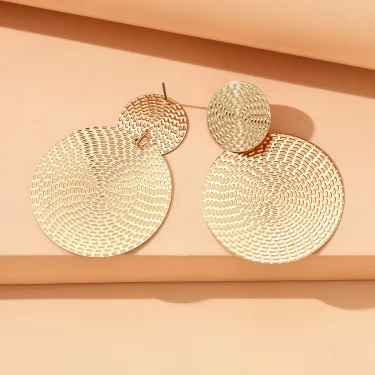 Aretes De Mujer Bohemia Trendy Geometric Metal Round Earrings For Women Fashion Wedding Jewelry 2