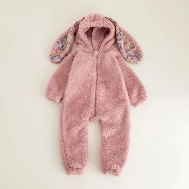 Spring Baby Girls Boys Rabbit Romper Newborn One-piece Jumpsuit Hooded Pajamas Boys Plush Homewear Outfits Baby Costume 5