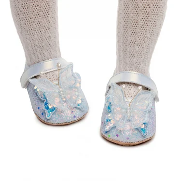 Shiny 3D Butterfly Princess Dress Shoes for Baby Girl Glitters Flats Non-Slip Crib Shoes Walking Shoes for Toddlers Infants 2