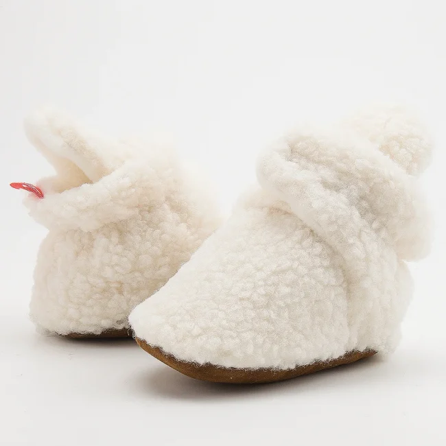 Meckior Baby Fleece Booties Infant Baby Slippers Girls Boys Non-Slip Soft Sole Baby Socks Newborn First Walkers Warm Crib Shoes 4