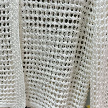 Hollow Mesh Ice Silk Sunscreen Jacket for Women's Summer Long Sleeved Outerwear with Small Shawl Knitted Cardigan 4