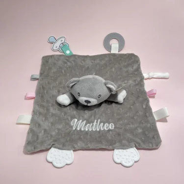 Personalized Baby Security Blanket Teether Plush Stuffed Toy Custom Blanket Comforter Bunny Elephant Soothe Appease Baby Gift 4
