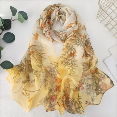 Green Grass Women Elegant Chiffon Georgette Bandana Scarf Summer Beach Sunscreen Thin Hijab 4