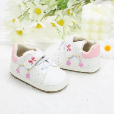 Baby toddler shoes, rainbow and bow design baby sneakers, lightweight and non-slip, suitable for daily & vacation wear, all seas 1