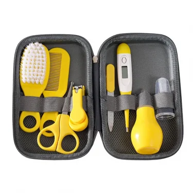 8pcs Newborn Baby Health Care Kit Nail Hair Thermometer Grooming Brush Nose Inhaler Kit Infant Safety Care Set Baby Essentials 4