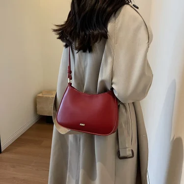 Wine Red Shoulder Bags for Women's New Texture Leather Crossbody Bag Luxury Designer Wedding Bride Handbags Vintage Satchel 4