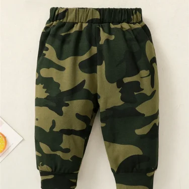 0-18 Months Newborn Baby Boy 3PCS Clothes Set Letters Print Short Sleeve Romper + Camouflage Pants with Hat Casual Outfit 6